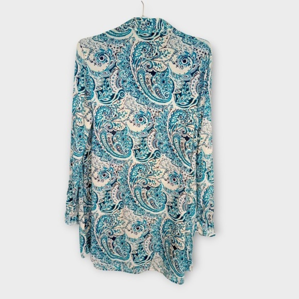BIT & BRIDLE Womens Top Sz L Long Sleeve‎ Button Down Shirt Blue Paisley Print - Picture 3 of 13